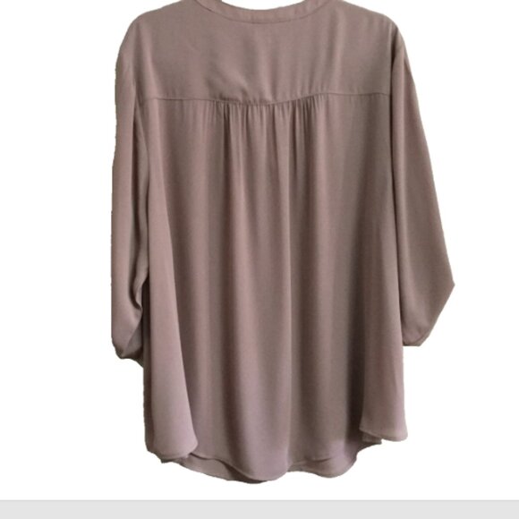 Torrid Women Size 3 3x 22-24 Tan Taupe Harper Blouse Top V-neck Button Front - Picture 6 of 10